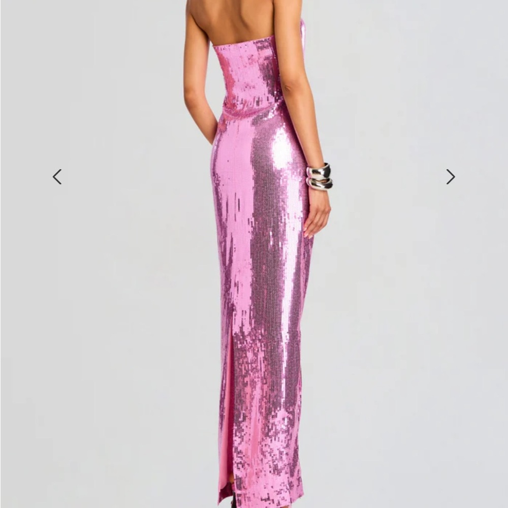 Pink Sequin Strapless Gown - Picture 4 of 11